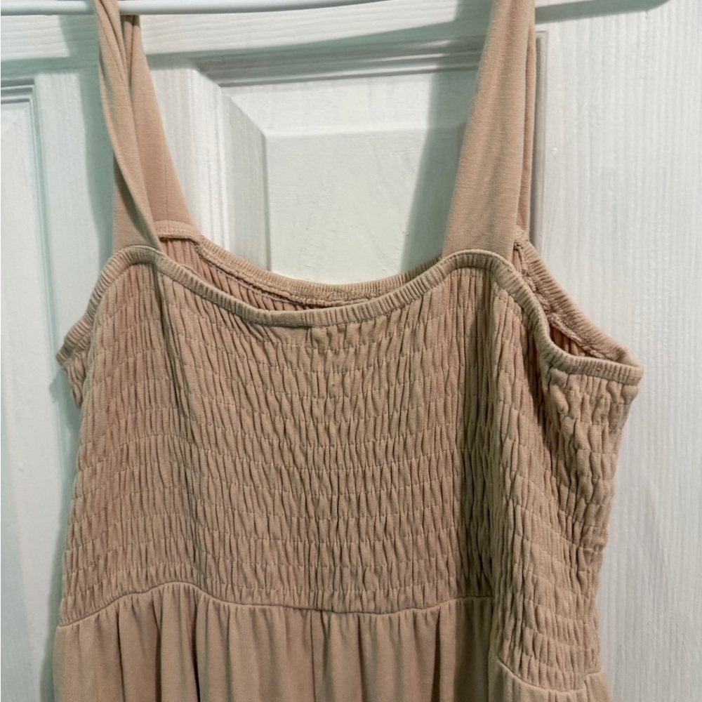 Tan Smocked Jumper with pockets
